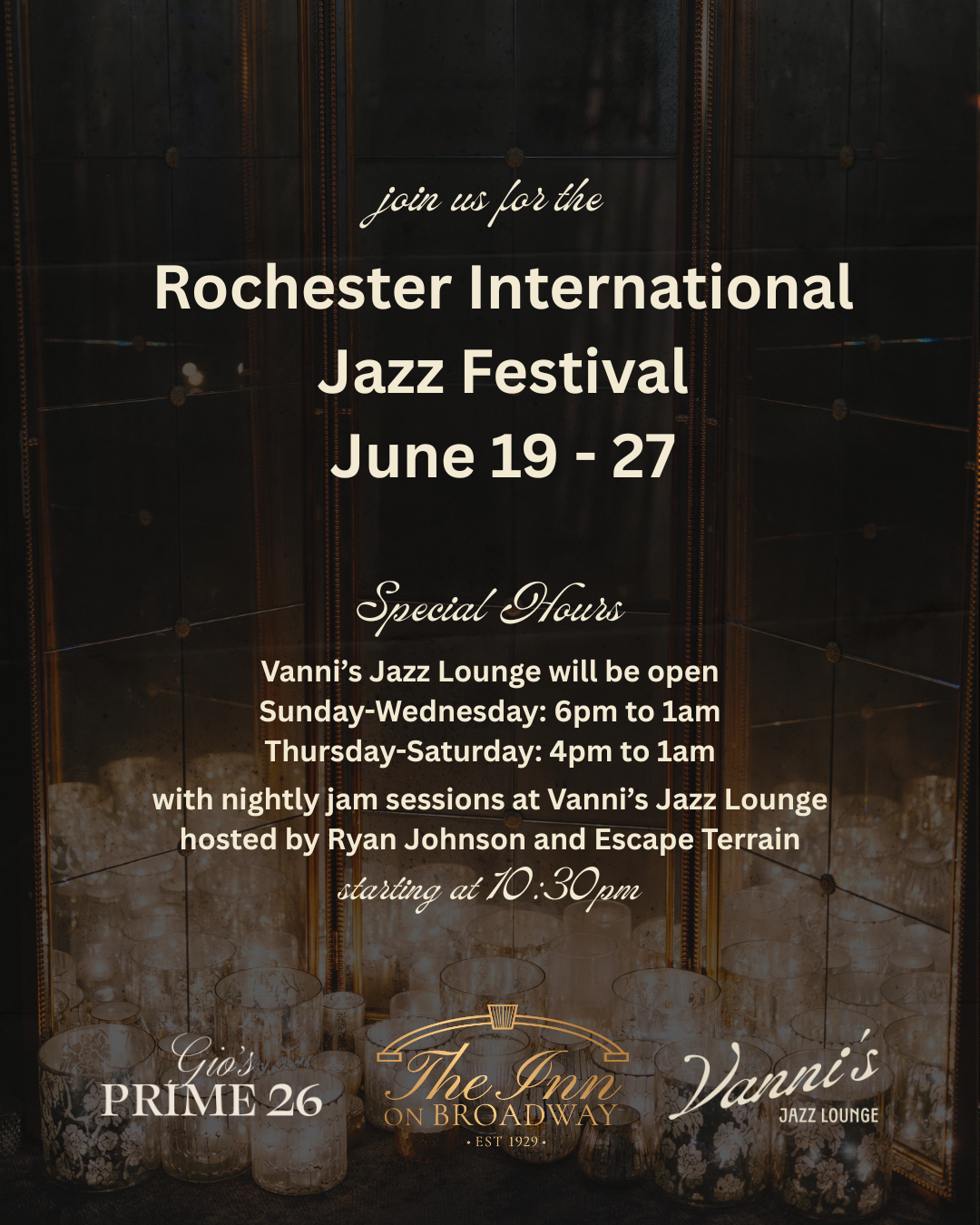 Rochester International Jazz Festival comes to the Inn on Broadway and Vanni's Jazz Lounge