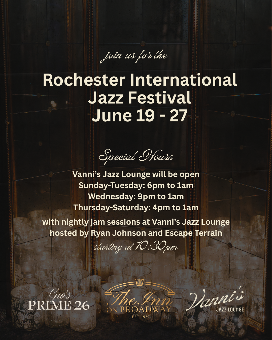 Rochester International Jazz Festival comes to the Inn on Broadway and Vanni's Jazz Lounge